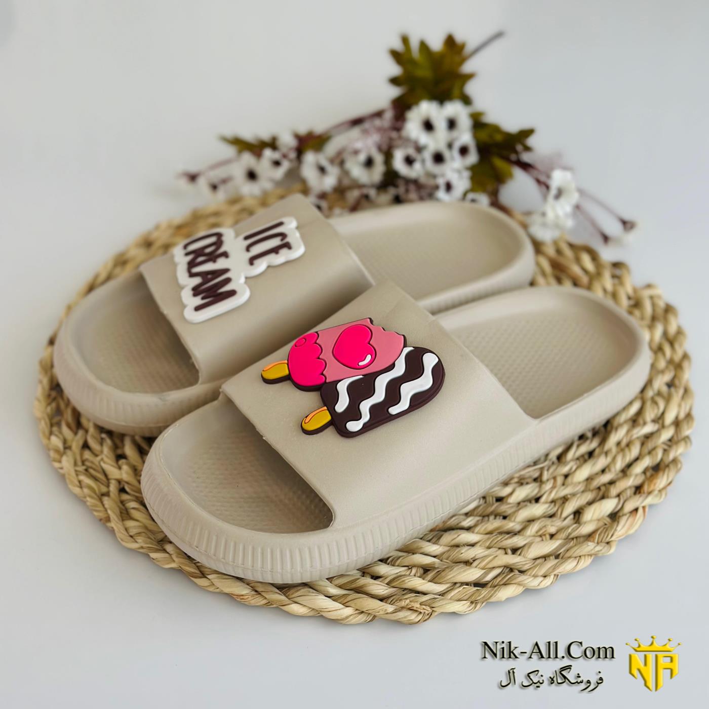 دمپایی آیس کریم زنانه کرم 