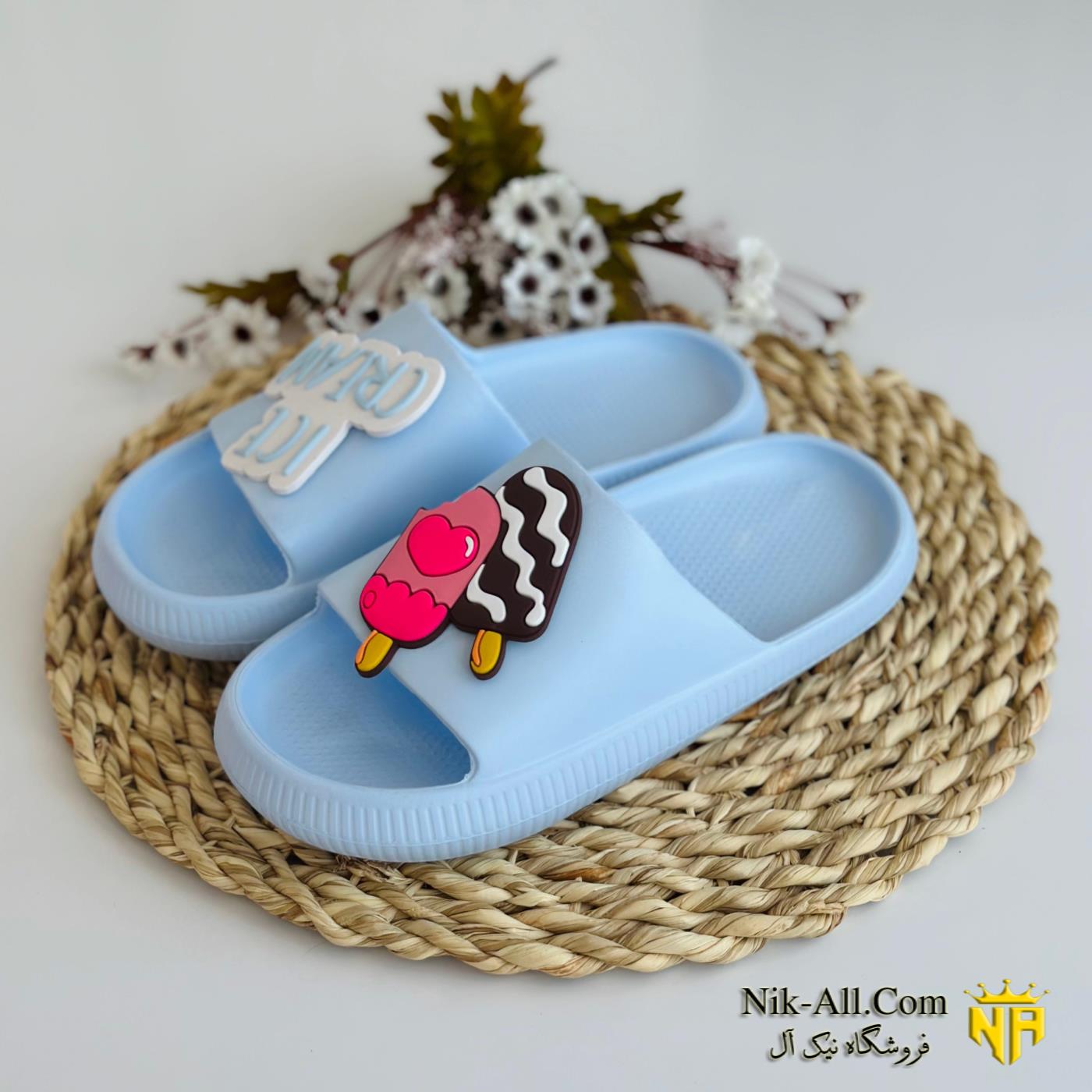 دمپایی آیس کریم زنانه آبی