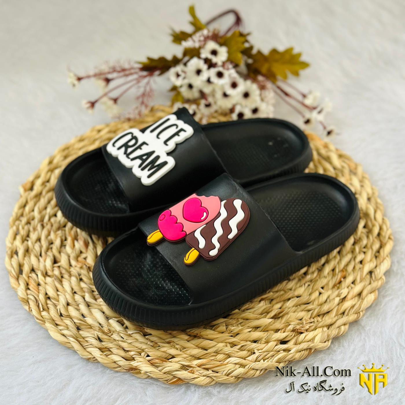 دمپایی آیس کریم زنانه مشکی