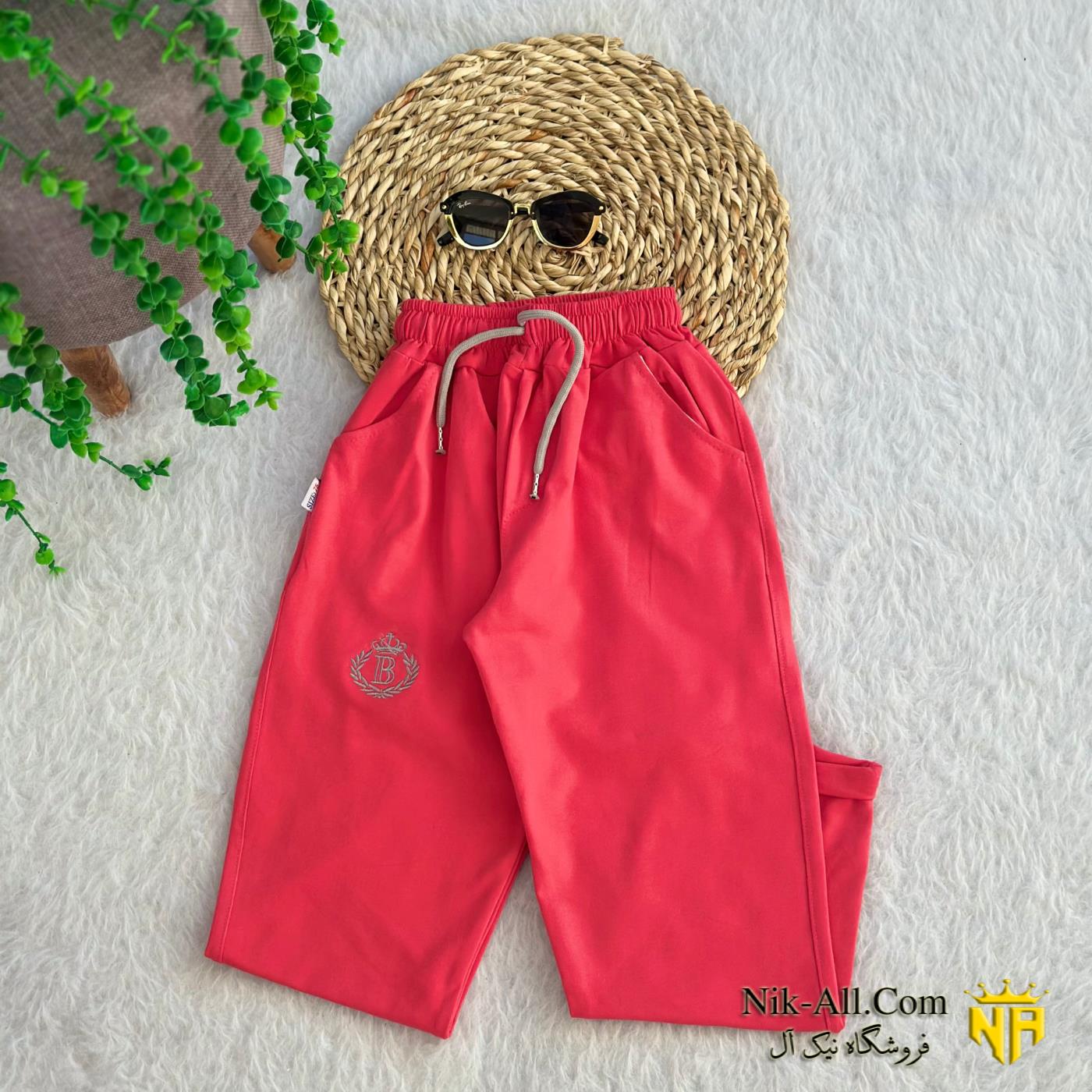 شلوار پاکتی پنبه صورتی