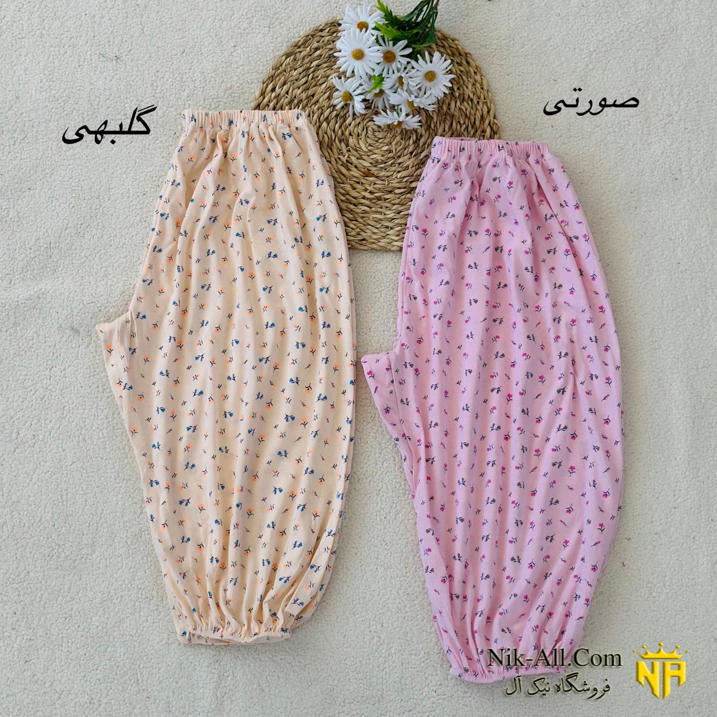 شلوارک نخی گلدار سایز 54