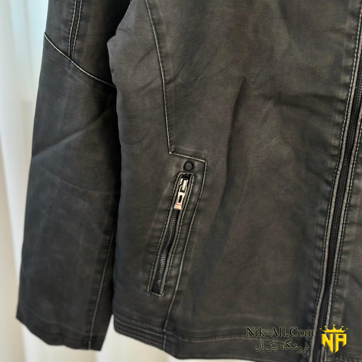 کاپشن چرم سنگشور دودی