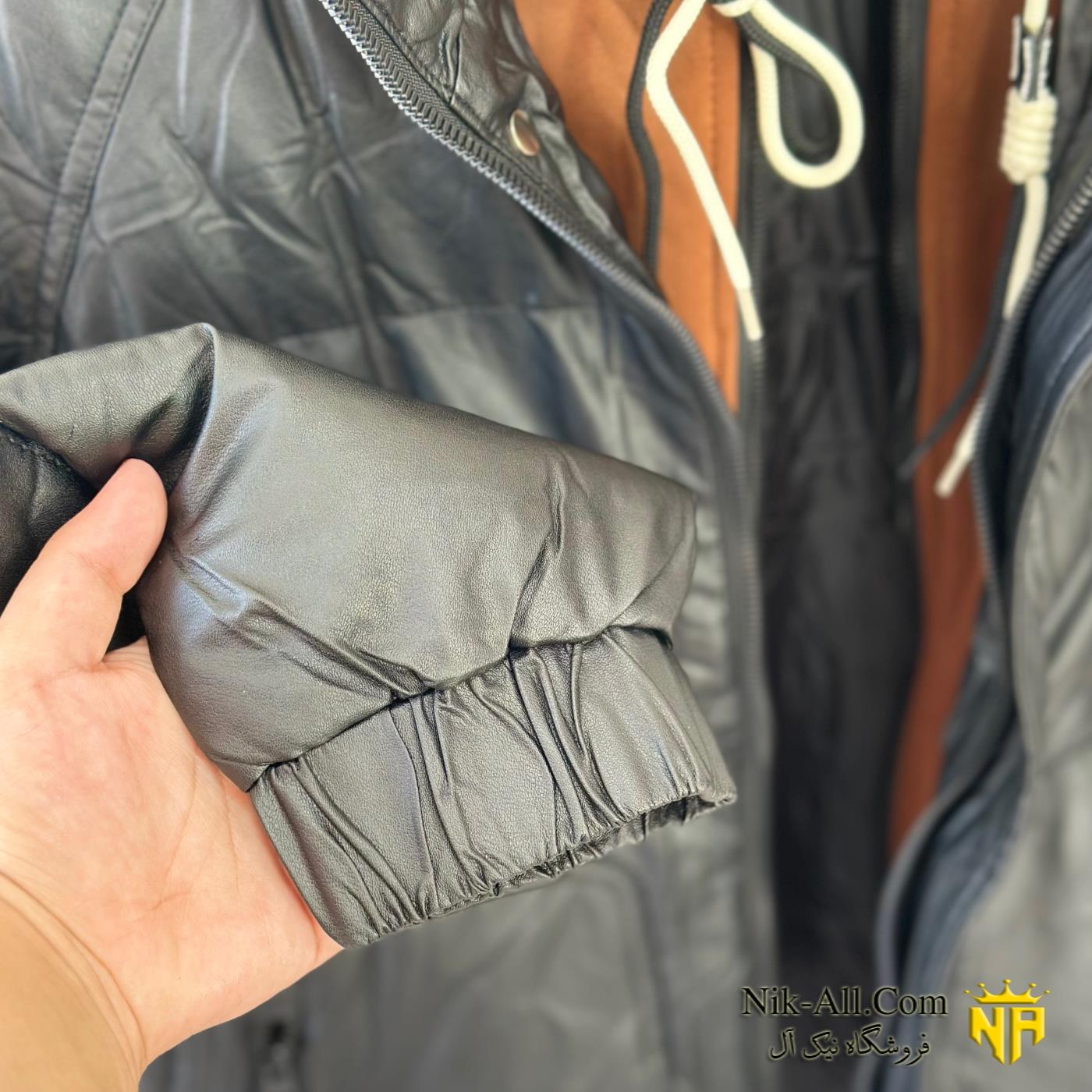 کاپشن چرم مشکی2631