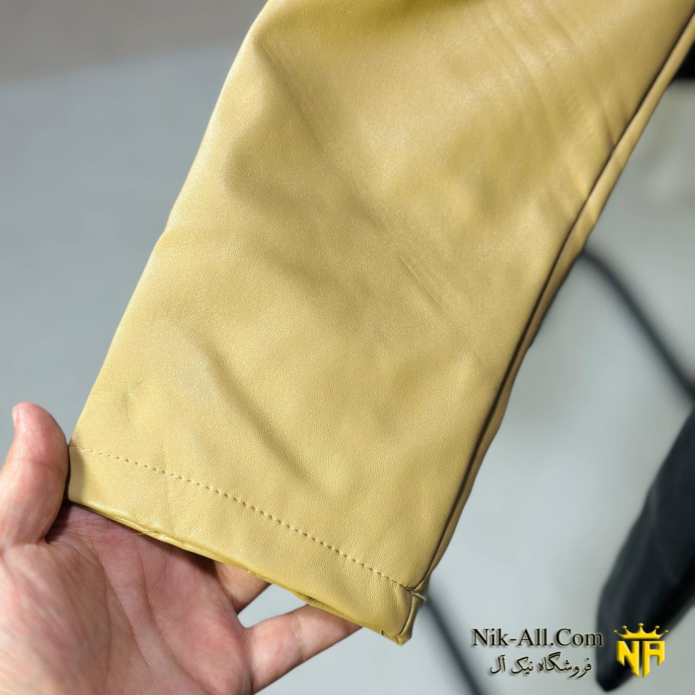 کت چرم زنانه نخودی 