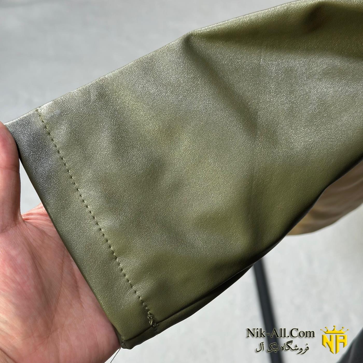 کت چرم زنانه سبز ارتشی 