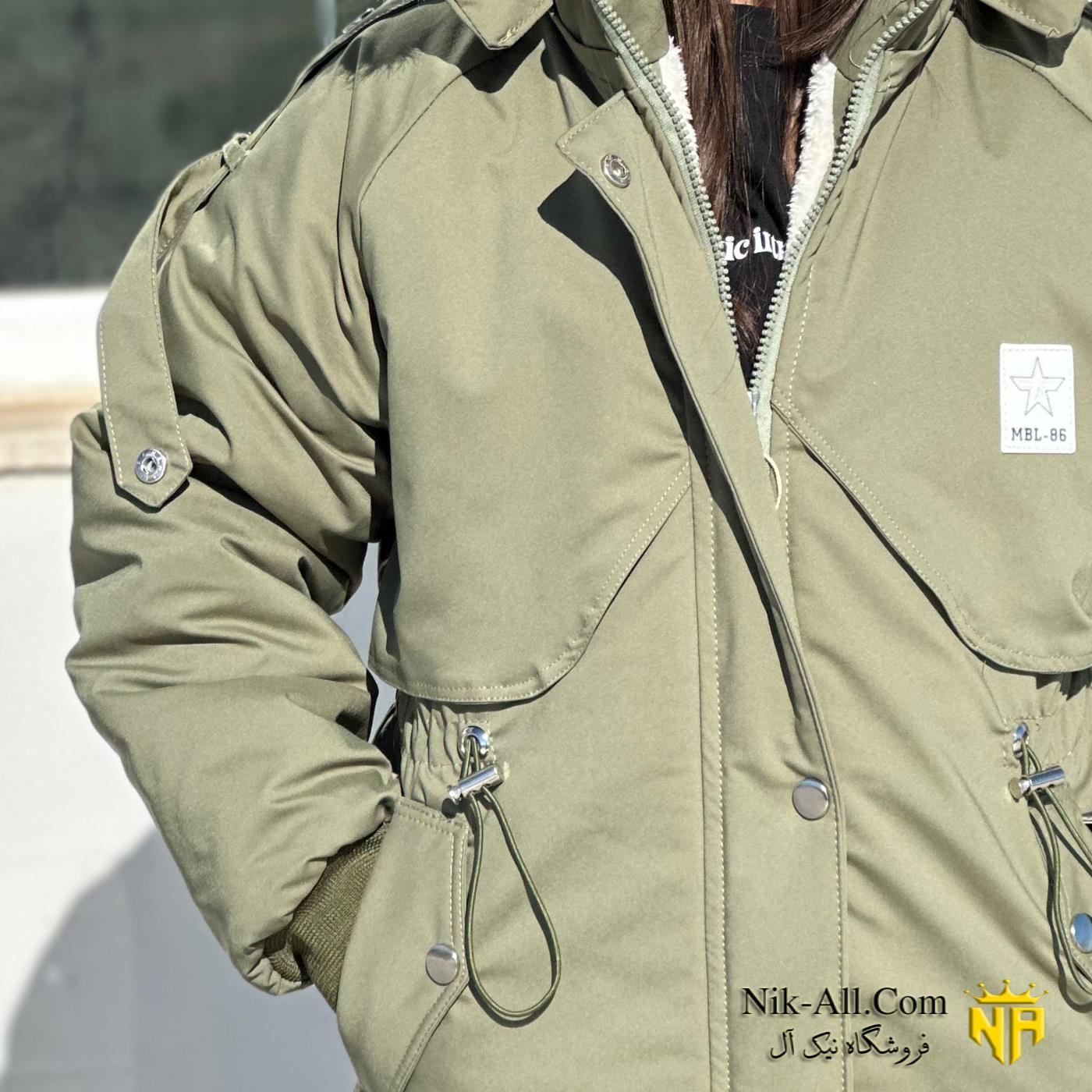 114کاپشن دخترانه پشت زیپ سبز 