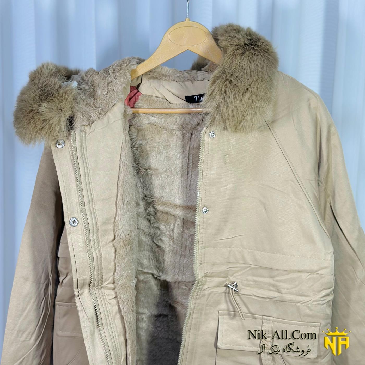 کاپشن زنانه کتان نخودی 