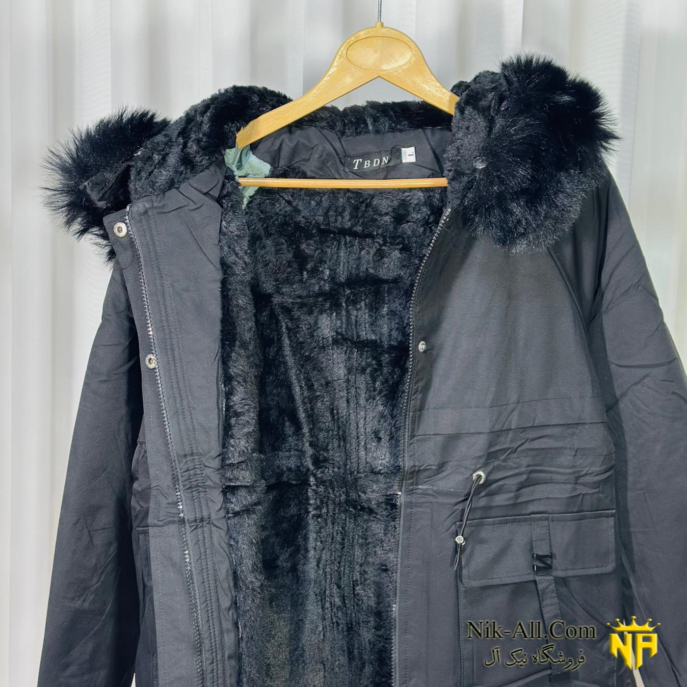 کاپشن زنانه کتان مشکی 