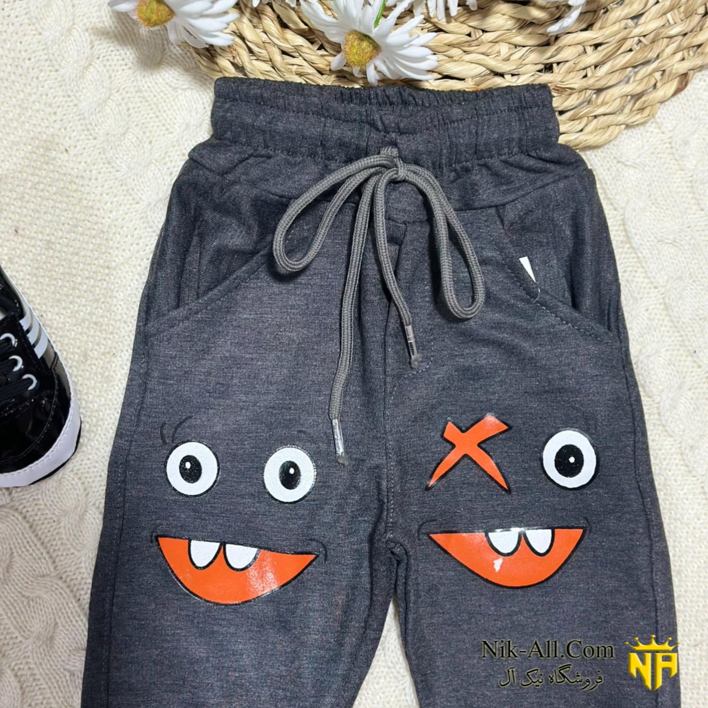 شلوار ملانژ چاپی توسی تیره 