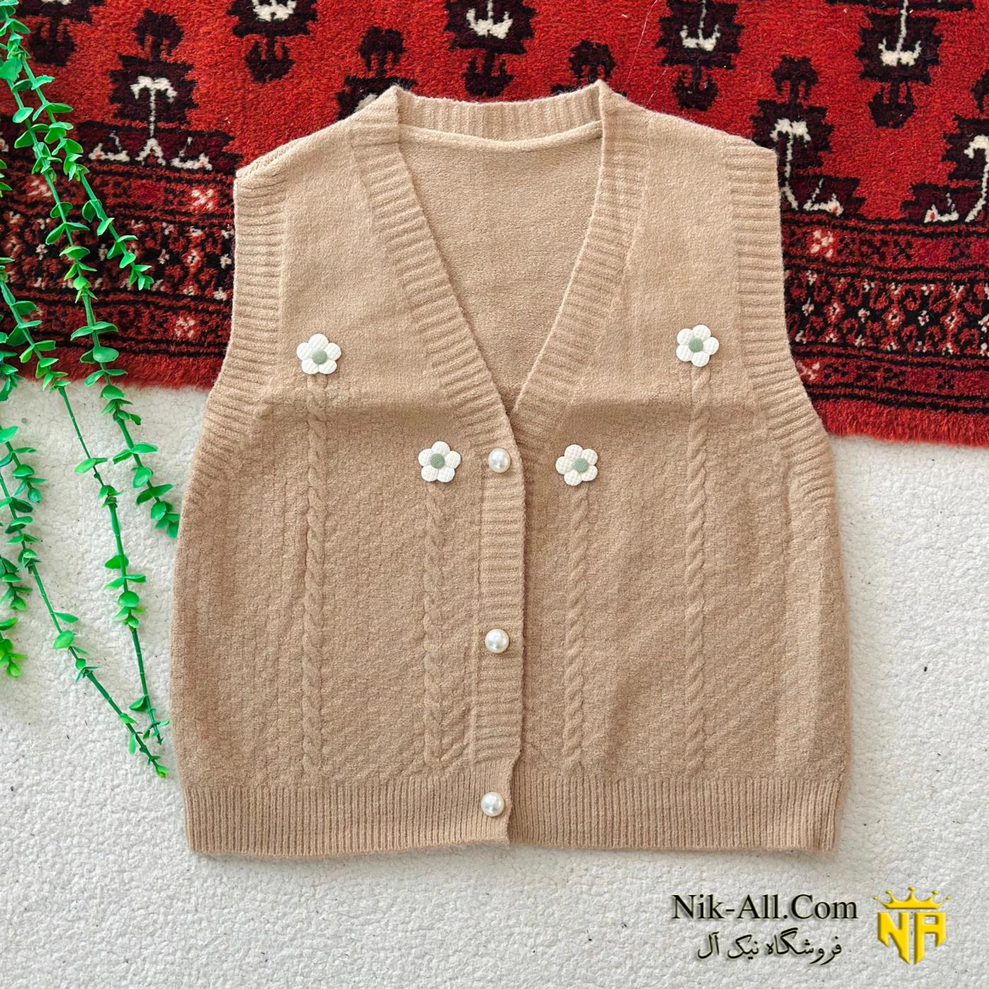 جلیقه بافت گل دار