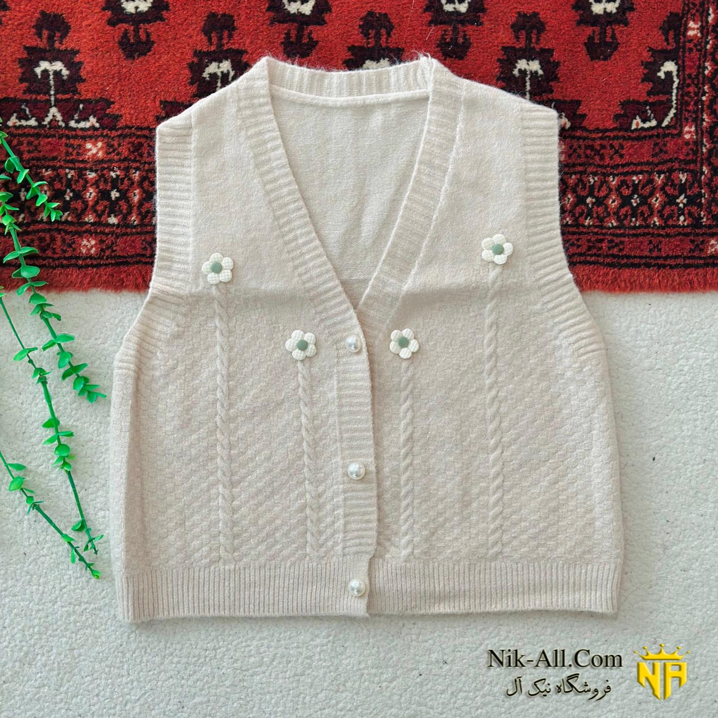 جلیقه بافت گل دار