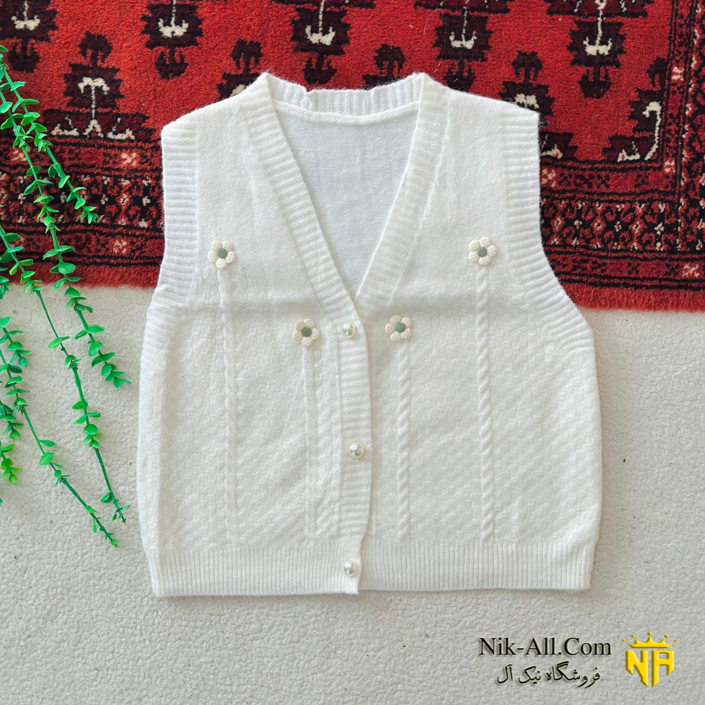 جلیقه بافت گل دار