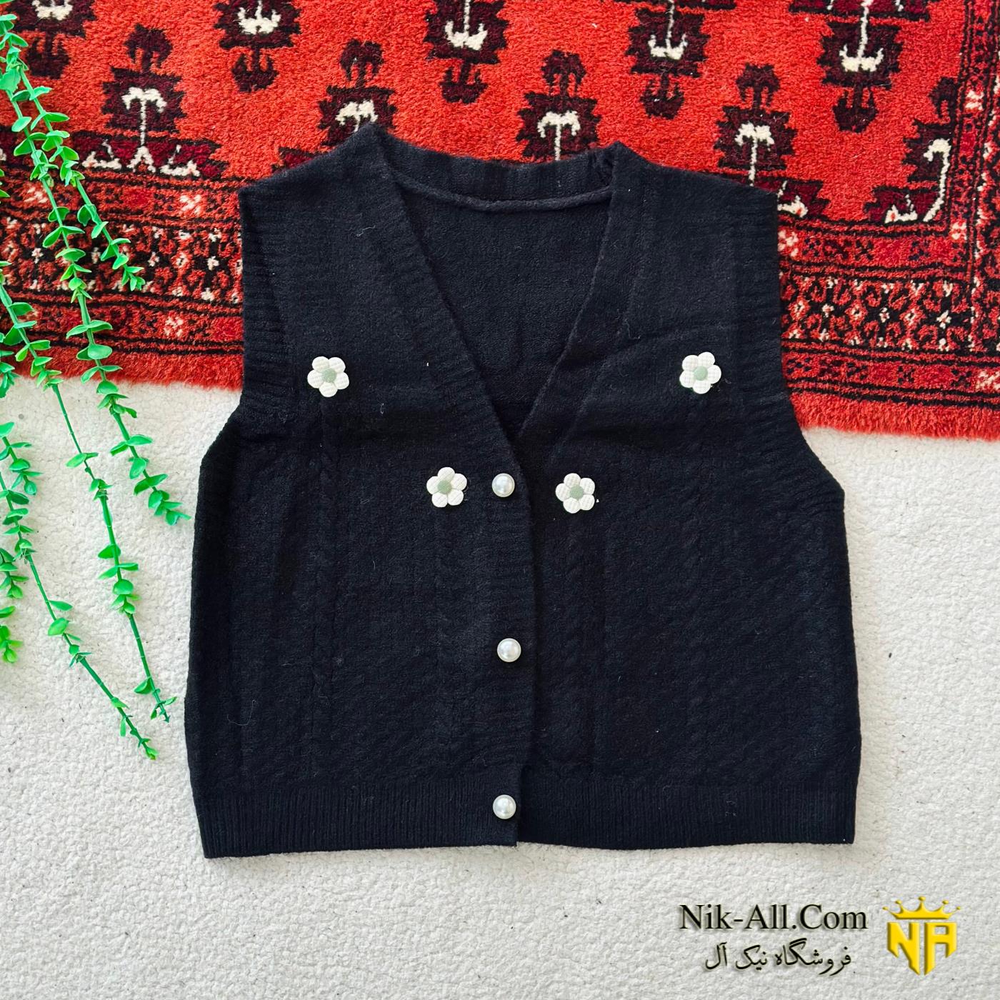 جلیقه بافت گل دار