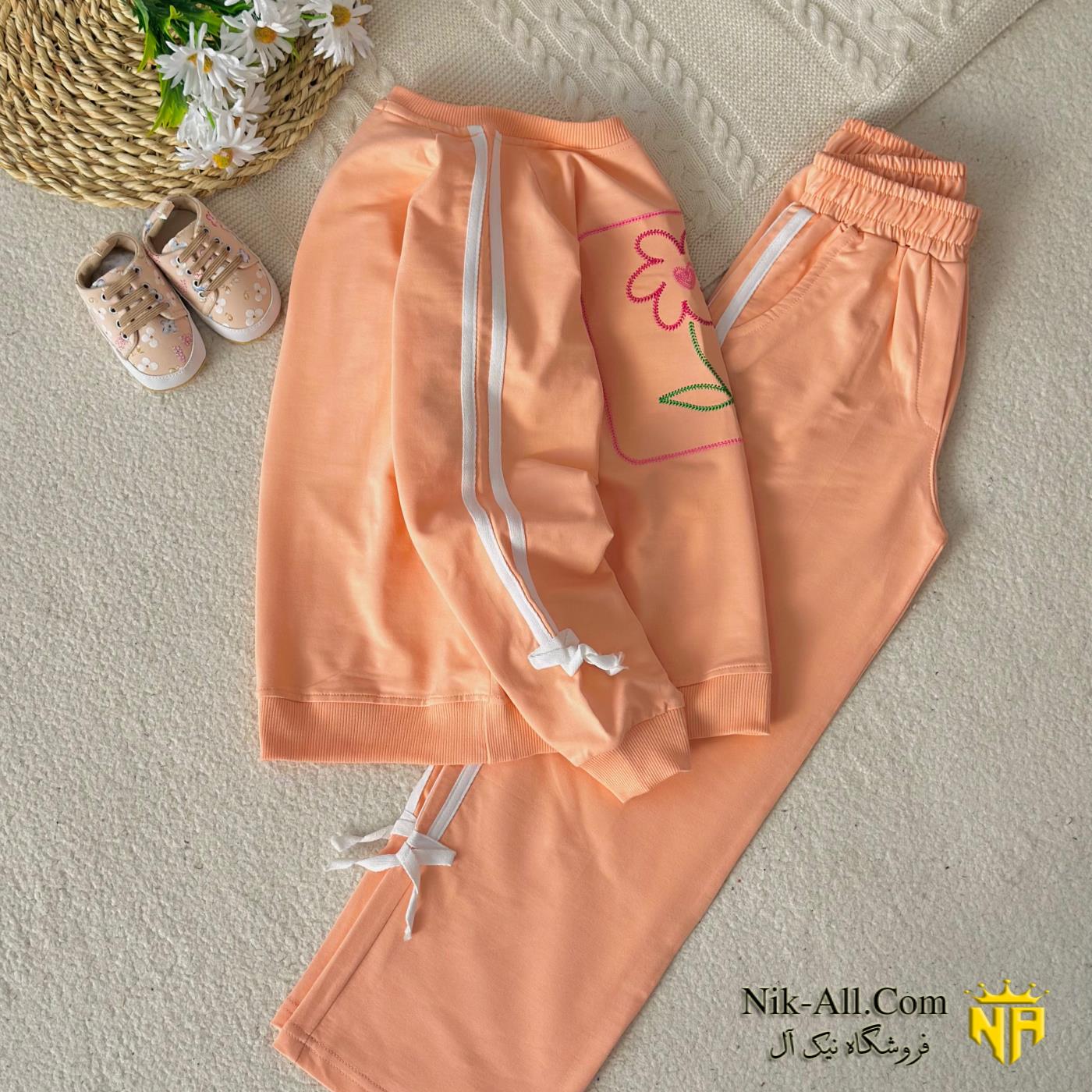 ست دخترانه گلدوزی گل سایز 60